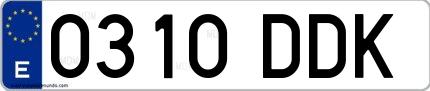 Ejemplo de matrícula española 0310 DDK
