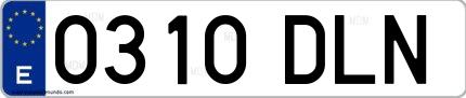 Ejemplo de matrícula española 0310 DLN