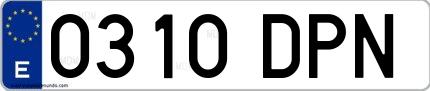 Ejemplo de matrícula española 0310 DPN