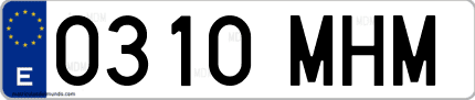 Ejemplo de matrícula de coche ordinaria 0310 MHM