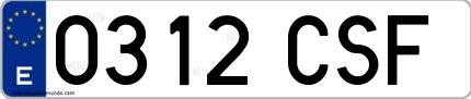 Ejemplo de matrícula española 0312 CSF