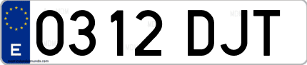 Ejemplo de matrícula de coche ordinaria 0312 DJT