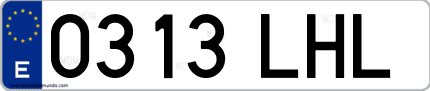 Ejemplo de matrícula de coche ordinaria 0313 LHL