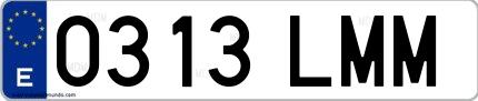 Ejemplo de matrícula de coche ordinaria 0313 LMM