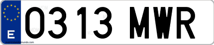 Ejemplo de matrícula de coche ordinaria 0313 MWR