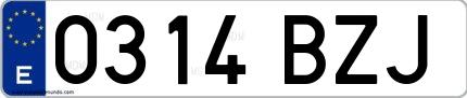 Ejemplo de matrícula española 0314 BZJ