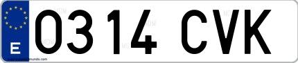 Ejemplo de matrícula española 0314 CVK