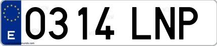 Ejemplo de matrícula de coche ordinaria 0314 LNP