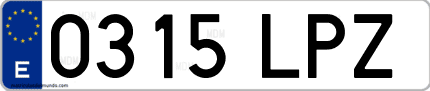 Ejemplo de matrícula de coche ordinaria 0315 LPZ