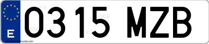 Ejemplo de matrícula española 0315 MZB