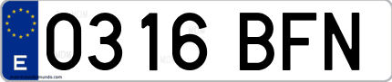 Ejemplo de matrícula de coche ordinaria 0316 BFN