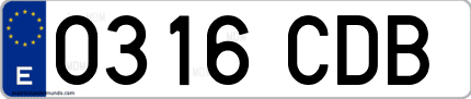 Ejemplo de matrícula de coche ordinaria 0316 CDB