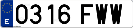 Ejemplo de matrícula de coche ordinaria 0316 FWW