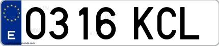 Ejemplo de matrícula de coche ordinaria 0316 KCL