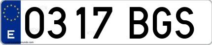 Ejemplo de matrícula española 0317 BGS