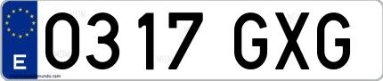 Ejemplo de matrícula española 0317 GXG