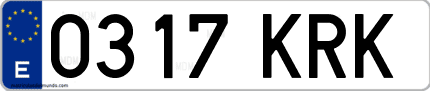 Ejemplo de matrícula de coche ordinaria 0317 KRK