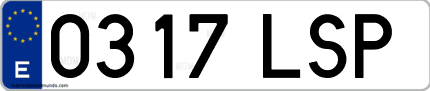 Ejemplo de matrícula de coche ordinaria 0317 LSP