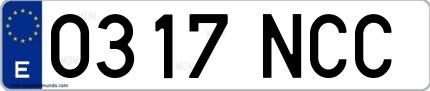 Ejemplo de matrícula española 0317 NCC