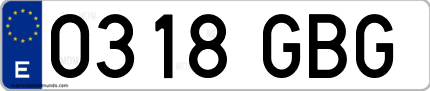 Ejemplo de matrícula de coche ordinaria 0318 GBG