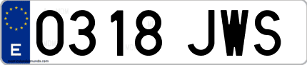 Ejemplo de matrícula de coche ordinaria 0318 JWS