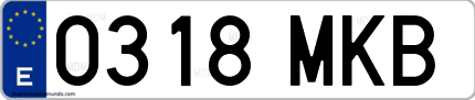 Ejemplo de matrícula de coche ordinaria 0318 MKB