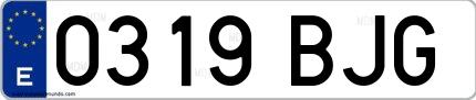 Ejemplo de matrícula española 0319 BJG