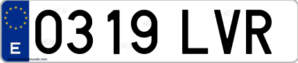 Ejemplo de matrícula de coche ordinaria 0319 LVR