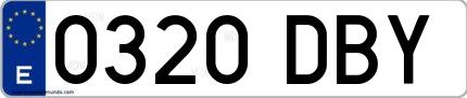 Ejemplo de matrícula española 0320 DBY