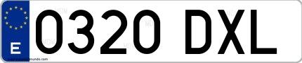 Ejemplo de matrícula española 0320 DXL