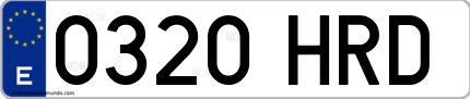 Ejemplo de matrícula de coche ordinaria 0320 HRD