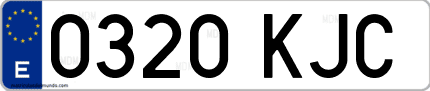Ejemplo de matrícula de coche ordinaria 0320 KJC