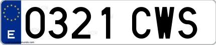 Ejemplo de matrícula de coche ordinaria 0321 CWS