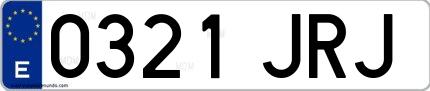 Ejemplo de matrícula española 0321 JRJ
