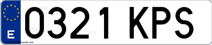 Ejemplo de matrícula de coche ordinaria 0321 KPS