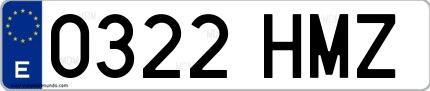 Ejemplo de matrícula española 0322 HMZ
