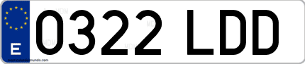 Ejemplo de matrícula de coche ordinaria 0322 LDD