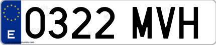 Ejemplo de matrícula de coche ordinaria 0322 MVH
