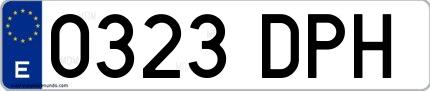Ejemplo de matrícula española 0323 DPH