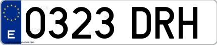 Ejemplo de matrícula española 0323 DRH