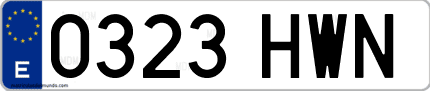 Ejemplo de matrícula de coche ordinaria 0323 HWN