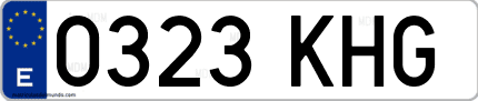 Ejemplo de matrícula de coche ordinaria 0323 KHG
