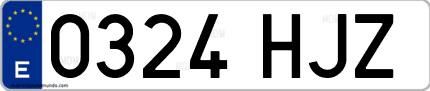 Ejemplo de matrícula de coche ordinaria 0324 HJZ