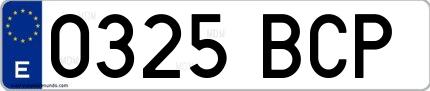 Ejemplo de matrícula española 0325 BCP