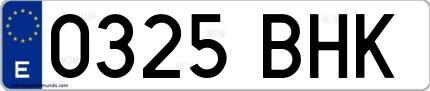 Ejemplo de matrícula española 0325 BHK