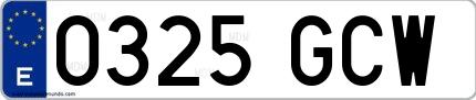 Ejemplo de matrícula española 0325 GCW