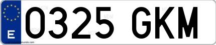 Ejemplo de matrícula española 0325 GKM