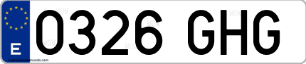 Ejemplo de matrícula de coche ordinaria 0326 GHG