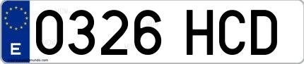 Ejemplo de matrícula española 0326 HCD