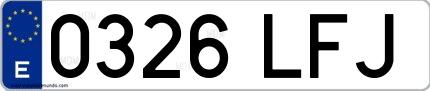 Ejemplo de matrícula española 0326 LFJ